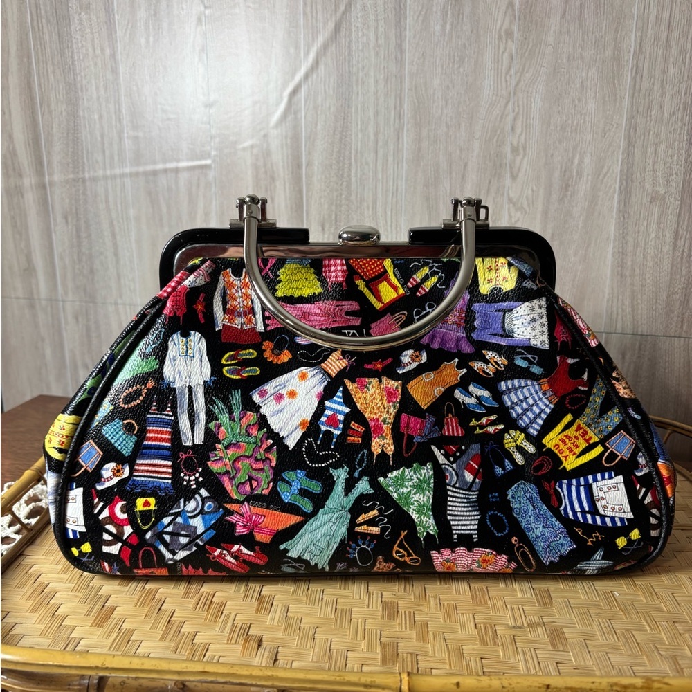 Sydney Love Y2K Vibrant Multicolor Kiss Lock Closure Metal Handle Purse Tote Bag
